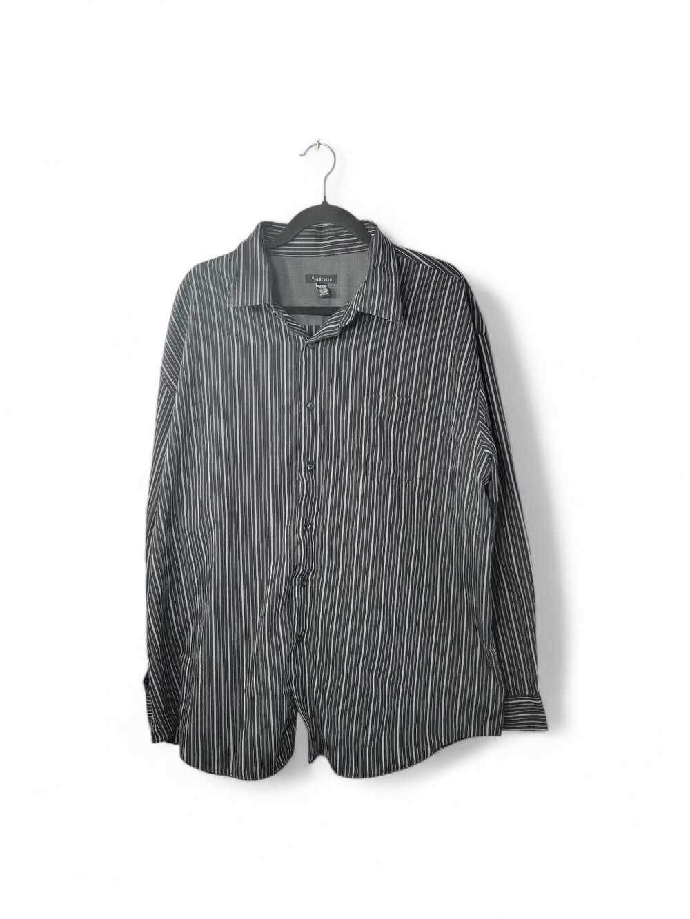 Van Heusen Black Shirt with White and Brown Stripes
